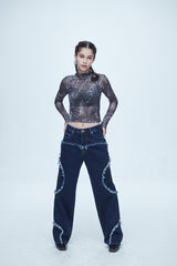 スネーク カッティング デニムパンツ / Snake Cutting Denim Pants