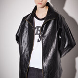 レザージップアップジャンパー / Leather zip-up jumper black