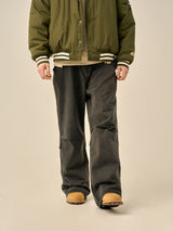 WIDE RIVET POINT JEANS - GRAY