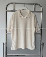 AT cornerヘアリーVネック半袖襟付きニット/ AT corner Hairley V-collar Knitwear (3 colors)