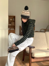 Kuning Vintage Nordic Drop Knit Beanie