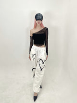 サマーウェーブメッシュトップ/432. Summer wave mesh top (bk, wh, pk)