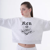 RENクロップスウェットシャツ/0 9 Ren crop sweatshirt - LIGHT GREY