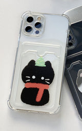 MerryBlack - Sketch Some Cat Christmas Card Storage Phone Case