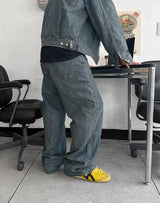 No.0346 G washed set straight denim PT
