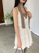 フリルカンカンVネックレイヤードフレアミニワンピース / Hiru frill cancan V-neck layered flare mini dress