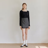 JACQUARD FLOWER SKIRT_BLACK (6600098906230)