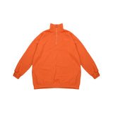 [UNISEX] Oversized Half-Zip Fleece Sweater (Orange) (6656117407862)