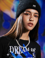 ミーロゴアンゴラビーニー/mii LOGO ANGORA BEANIE BLACK
