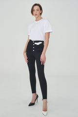 ウェストスリットスキニージーンズ/WAIST SLIT BLACK SKINNY JEAN [6803]