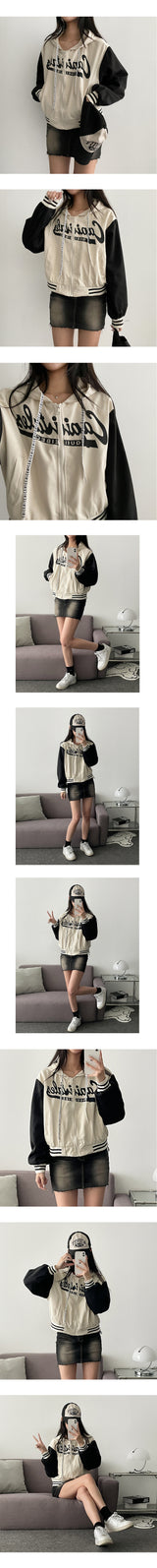 Renley strap lettering coloring hooded jumper