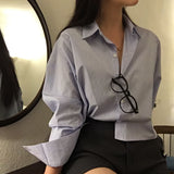 [BELLIDE MADE] Ed loose fit stripe cropped shirt