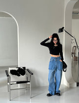 It's soft. A long-sleeved cropped shirt