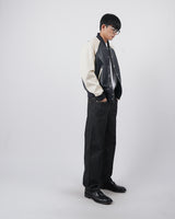 ファストげレイファブリックワイドデニムジーンズ / fast grey fabric wide denim jeans 2color