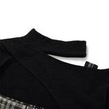 Layered Check Knit Set [BLACK] (6638337884278)