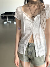 ノビットカッププ内蔵レースブラレットクロップナッシュキャミソール / Norbit capped lace bralette crop sleeveless sleeveless