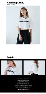 チョーカーショートスリーブクロップTシャツ / TOP(6656) Choker Short Sleeve Crop Tee
