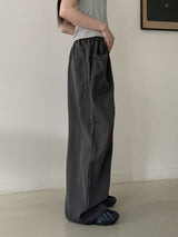 ロモンデイリーバンディングストリングコットンロングワイドパンツ / Romon Daily Banding String Cotton Long Wide Pants