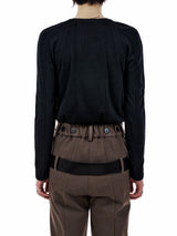 LEATHER STRAP TAILORED PANTS (BROWN) (6654710022262)