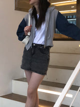 Arlo denim knit zip up