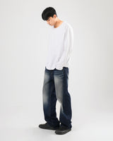 UネックシルケットロングスリーブTシャツ/U neck silket long sleeve 2color