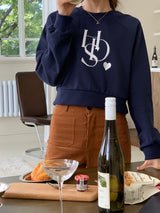 ハートロゴクロップスウェット/HEART LOGO CROP SWEATSHIRTS (NAVY)
