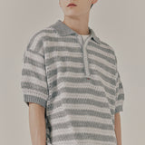 パンチングニットポロ / PUNCHING KNIT POLO_GRAY