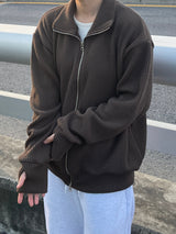 Unisex half turtleneck zip-up