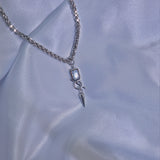 Toggle Bar Cubic Triangular Ball Choker Necklace