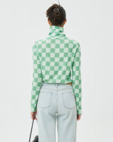 CHECKER BOARD TURTLENECK KNIT-GREEN (6605055098998)