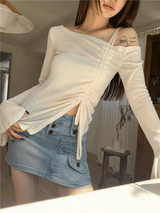 Belua off-shoulder long-sleeved tee