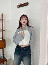 クロップハーフカラーニット/Crop Half Color Knit (2color)