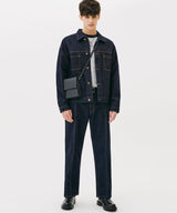 WASHING STITCH DENIM JACKET (BLACK) (6585252053110)