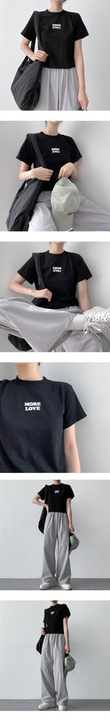 ムードラブエンボシングウール半袖クロップドTシャツ / Mood Love Embossing Wool Short-Sleeved Cropped T-Shirt