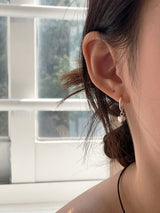 [92.5silver] bell heart one-touch earrings