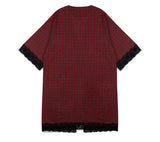 0 9 tartan check lace robe