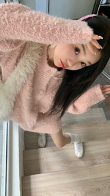 ベイビーピンクパールニットツーピース/Baby pink pearl knit two-piece