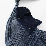 Washed Denim Shoulder Bag (Blue)