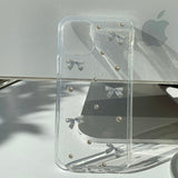 Blue - Ribbon Pearl Phone Case Ribbon Tok Set_glitter