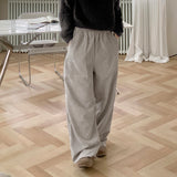 Kanji Pocket Corduroy Banding Long Wide Pants
