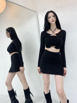 オッドストラップラインクロップT/796. Odd strap line crop T (2color)