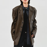 Over Single Leather Jacket (3color)
