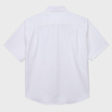 Cパッチユニセックス半袖オクスフォードシャツ / C Patch Short-Sleeved Unisex White Oxford Shirt