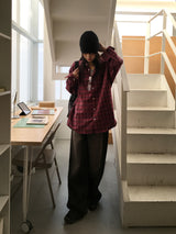 [UNISEX] Dickes Vintage Check Brushed Outer Long Sleeve Shirt