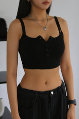 BUTTON CROP SLEEVELESS