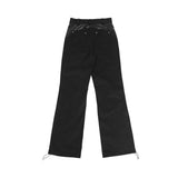 レザーポイントストリングパンツ / LEATHER POINT STRING PANTS #BLACK