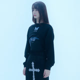バタフライクロップスウェットシャツ/0 8 butterfly crop sweat shirt - BLACK