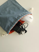 Two tone string pouch - skyblue gray L
