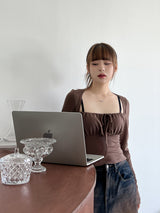 ミックスシャーリングTシャツ/Mix Shirring T-shirt (3color)