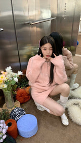 ベイビーピンクパールニットツーピース/Baby pink pearl knit two-piece